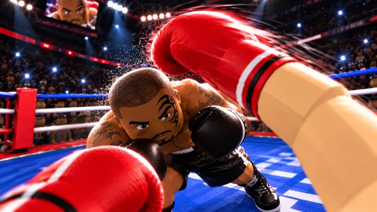 First-person punch landing on an opponent's head in First Person Boxing on Roblox